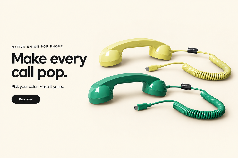 Native Union Pop Phone homepage banner design